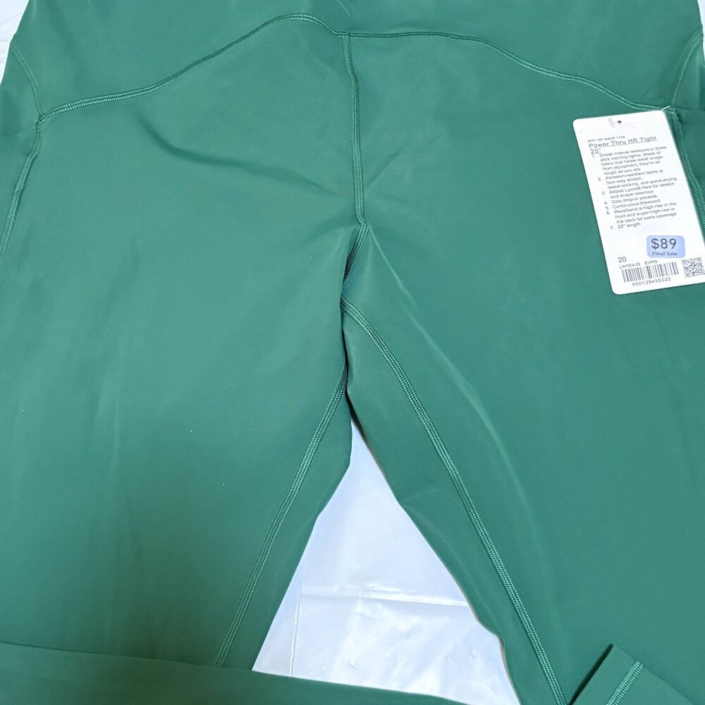 Lululemon Leggings Evergreen Sz 20 Power Thru HR Tight 25" NWT $128 Bargain